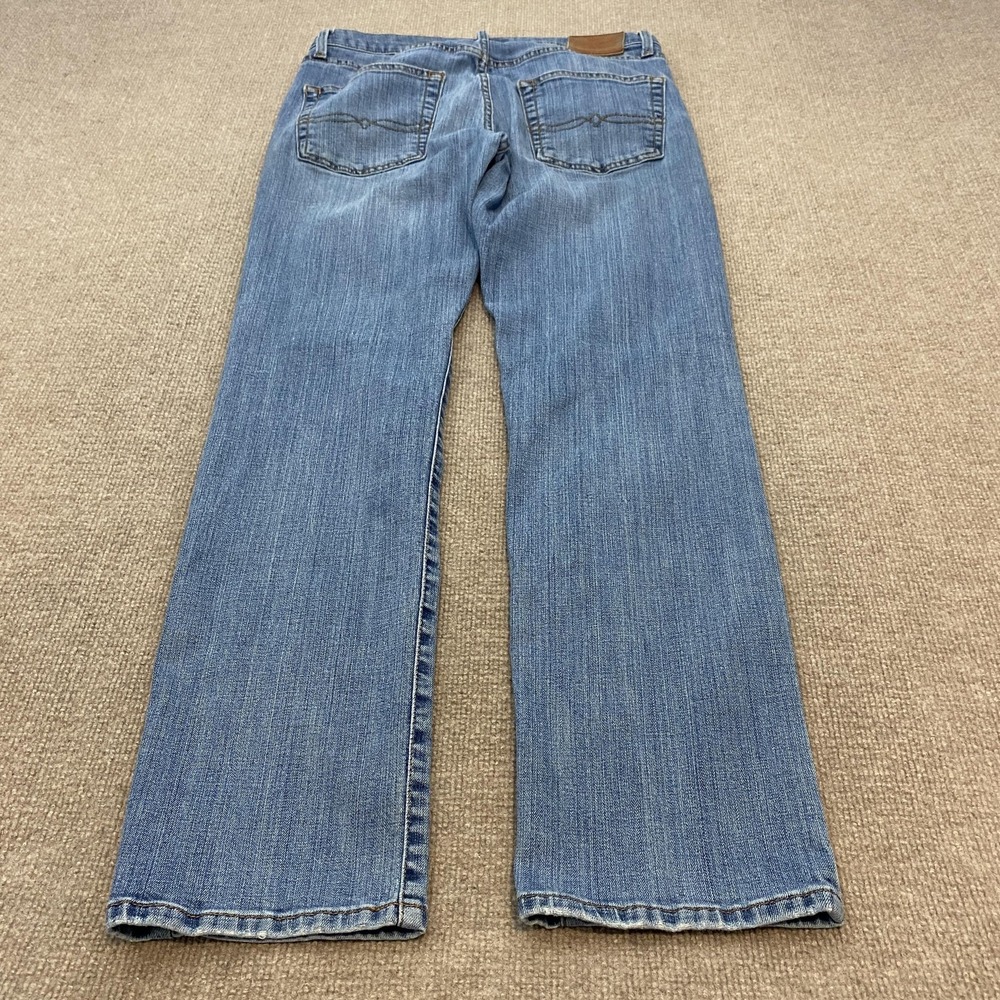 Lucky Brand 221 Straight Jeans Mens 32x32 Blue Med Wash Distressed Denim Pants